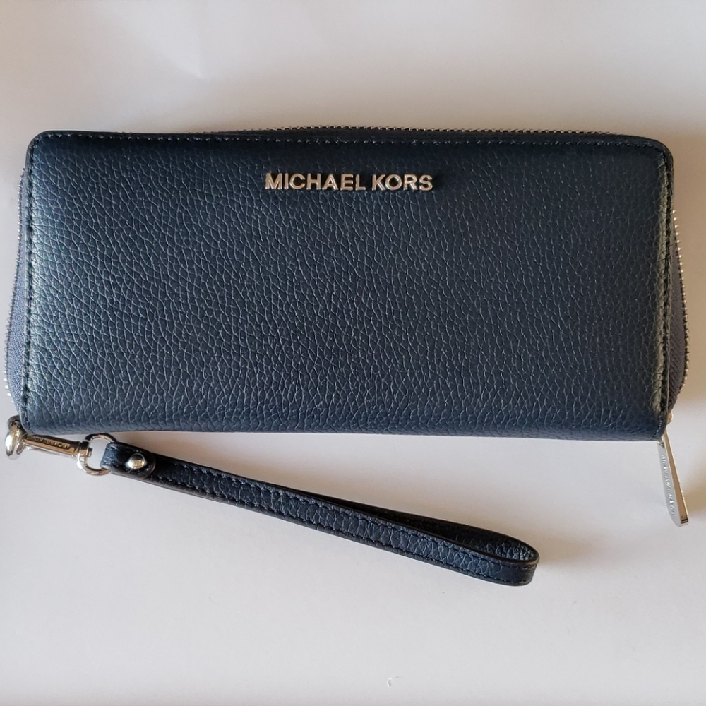 Michael Kors Blue Continental Wristlet Wallet